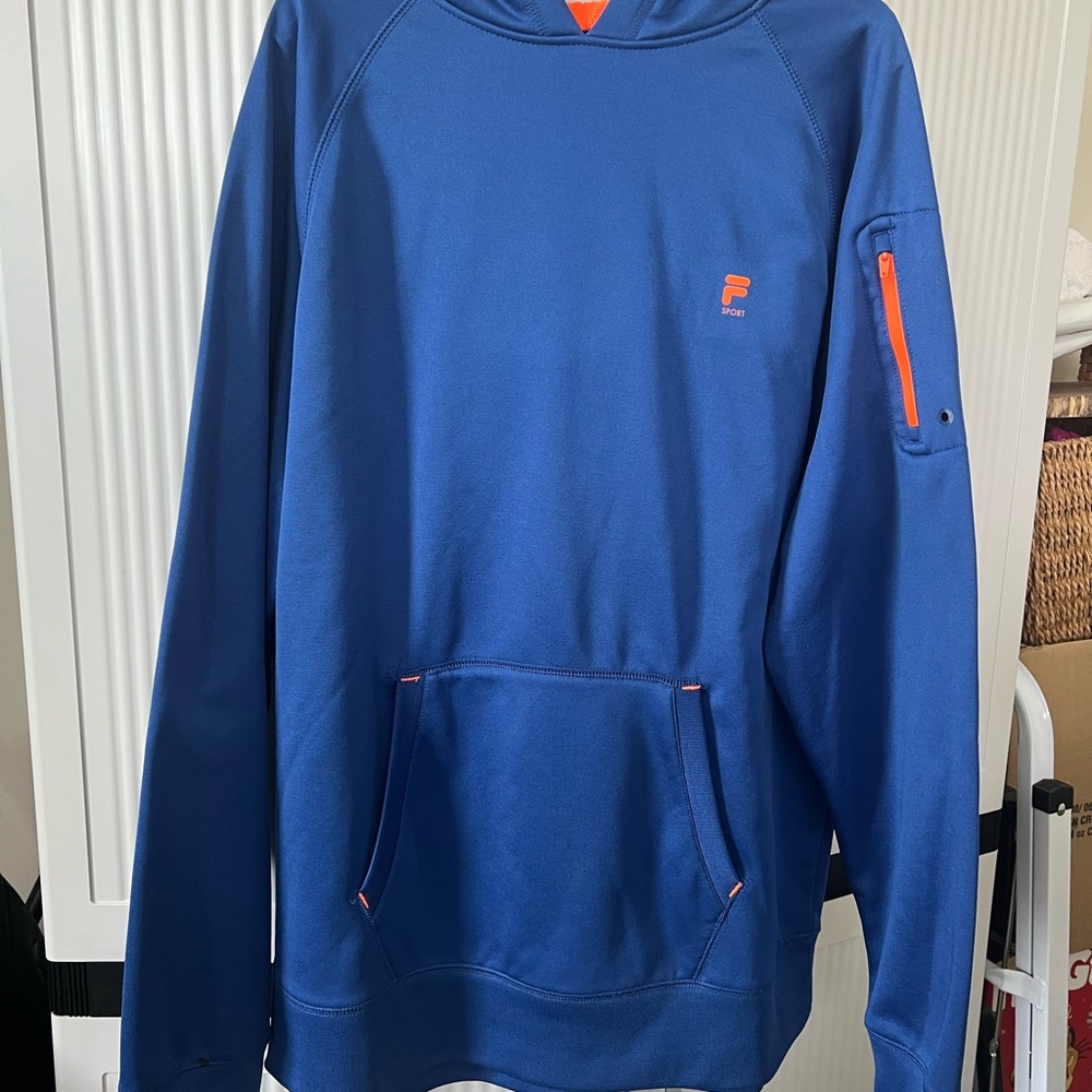 Fila Blue Hoodie with Orange Accents